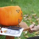 Dynia na Halloween - KROK II: szkicowanie na dyni elementów do wycięcia